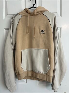 adidas Two-Tone Tan and Cream Pullover Hoodie
